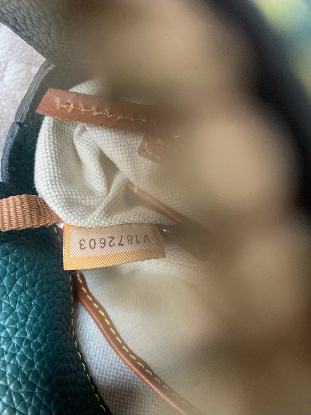 Dooney & Bourke Forest Green Pebbled Leather Satchel with Tan Trim - Picture 5 of 5